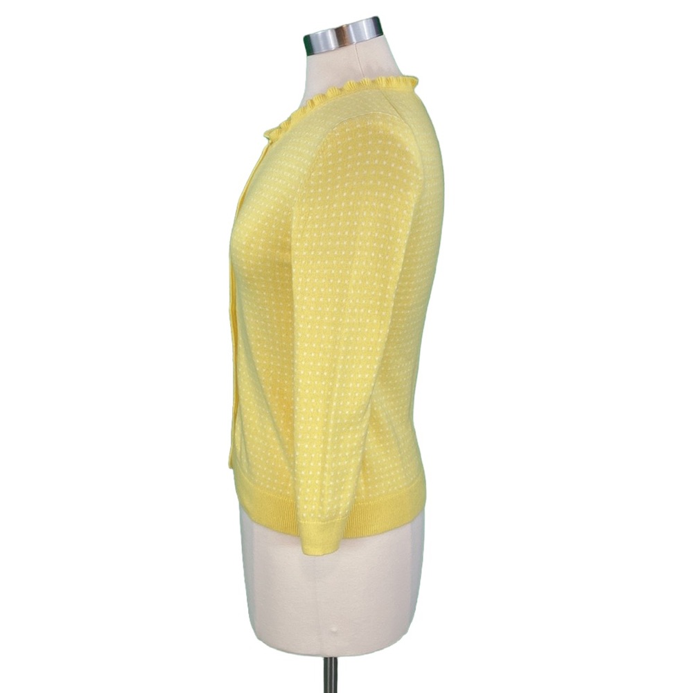 Banana Republic Factory Lemon Yellow Polka Dot Angora Hair Knit Cardigan - Picture 11 of 15